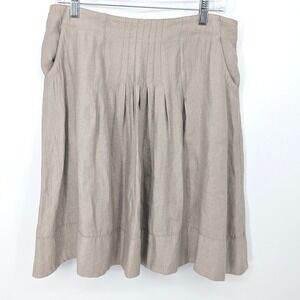 J Jill Skirt Women Petite 12P Tan Pleated‎ A Line Knee Length Neutral Minimalist